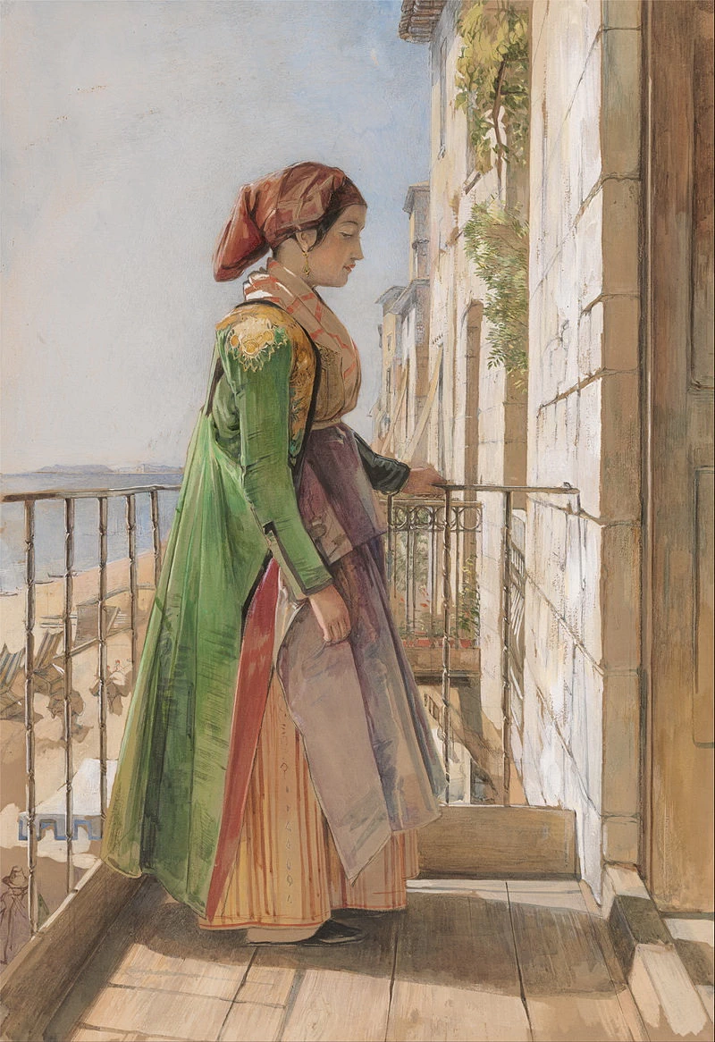 Una ragazza greca in piedi su un balcone - Yale Center for British Art, Paul Mellon Collection